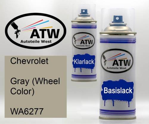 Chevrolet, Gray (Wheel Color), WA6277: 400ml Sprühdose + 400ml Klarlack - Set, von ATW Autoteile West.